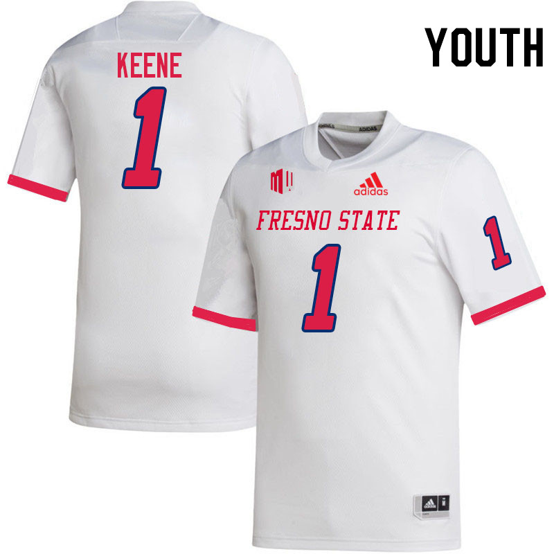 Youth #1 Mikey Keene Fresno State Bulldogs College Football Jerseys Stitched Sale-White - Click Image to Close